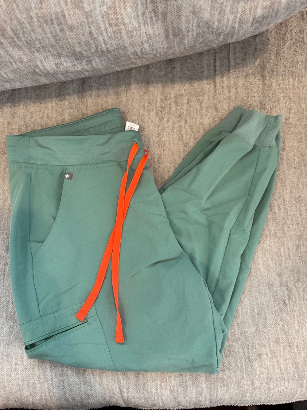 Figs Women's Teal Jogger Scrub Pants with Orange Drawstrings